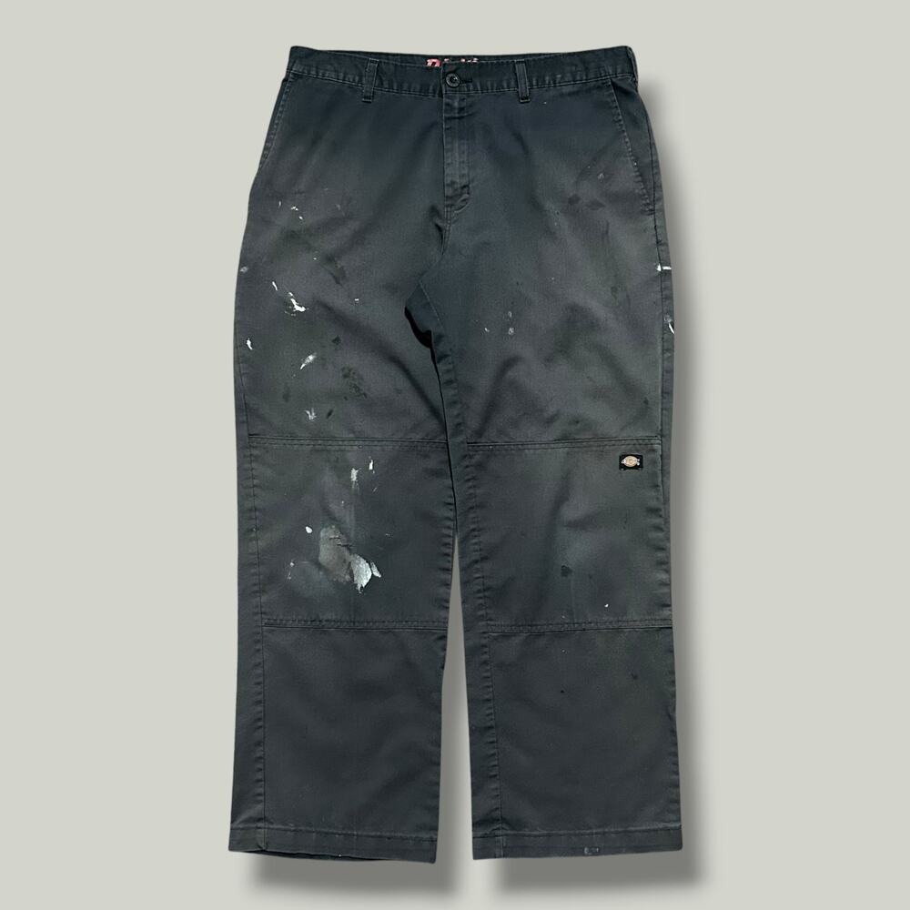 Vintage Sun Faded Pants Thrashed Dickies Double Knee Workwear y2k Gray 34x28
